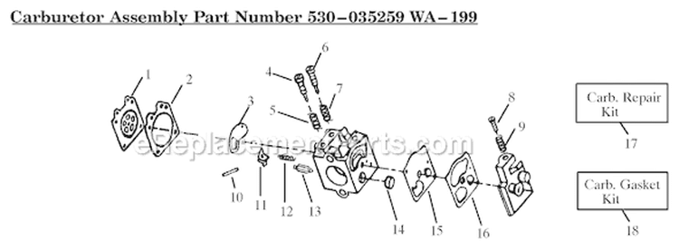 Page A Diagram and Parts List for HP30T  Weed Eater Trimmer